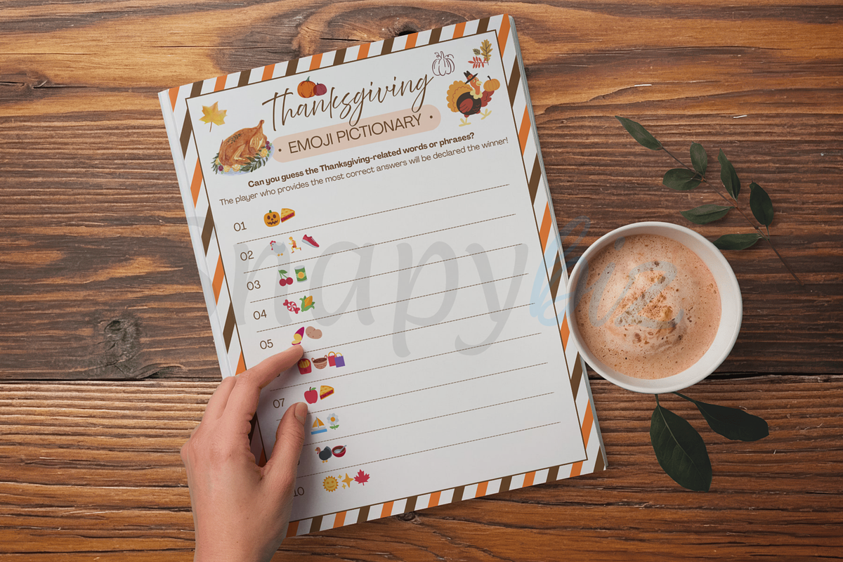 Thanksgiving Emoji Game For Adults, a Card Template by Snapybiz (Photo 6 of 8)