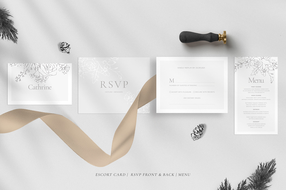 Modern Sketch Floral Wedding Suite, an Invitation Template by Azka Creative (Photo 4 of 8)