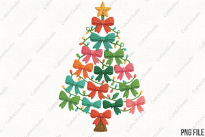 Bow Christmas tree PNG, an Illustration by CraftArtStudio