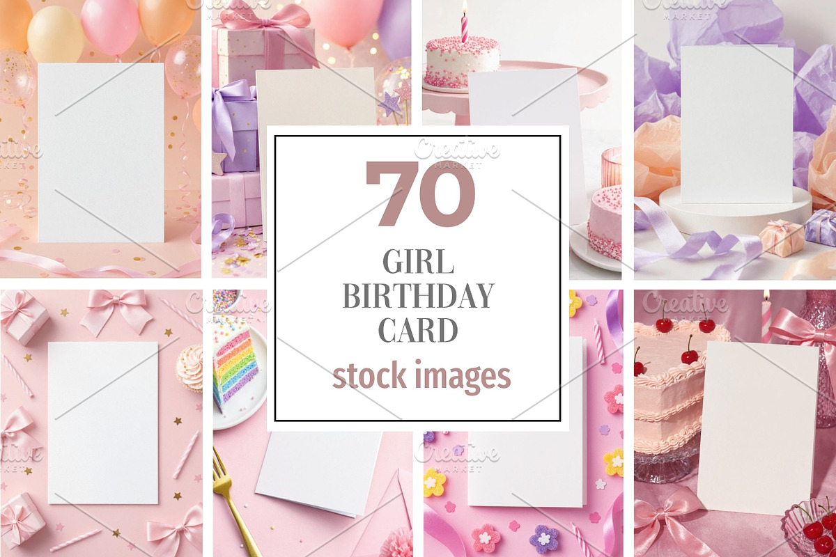 Girl Birthday Card Mockup, a Background Photo by Selenique Studio (Photo 1 of 9)