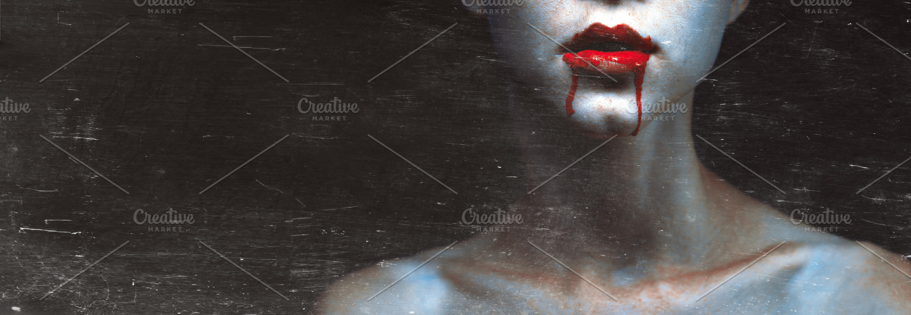 Zombie vampire woman with bloody lip featuring blood, bloody, and concept, a Holiday Photo by Tinyakov Story