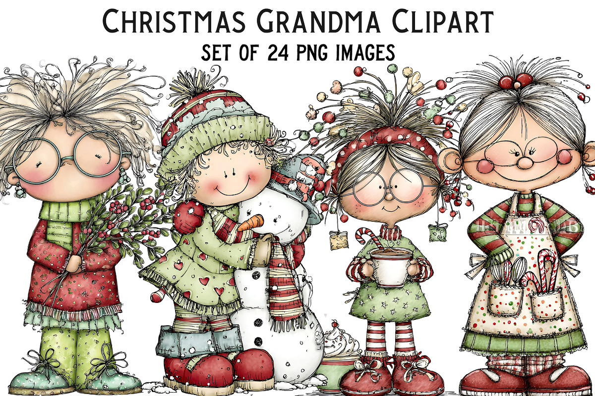 Christmas Grandma Clipart, an Illustration by Craft Nest (Photo 1 of 8)