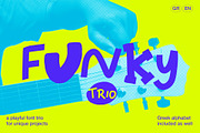 Funky Trio font, a Handwritten Font by George Bourle (Thumbnail 1 of 9)