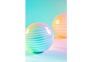 Colorful striped spheres against, an Abstract Photo by Lermont51