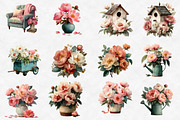 Spring Nursery Peonies Garden Clipar, an Illustration by Designworld (Thumbnail 3 of 5)