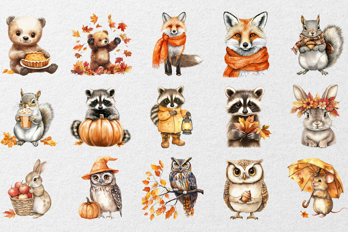 Autumn Animals Clipart, an Illustration by DreamCafeArt (Photo 2 of 4)