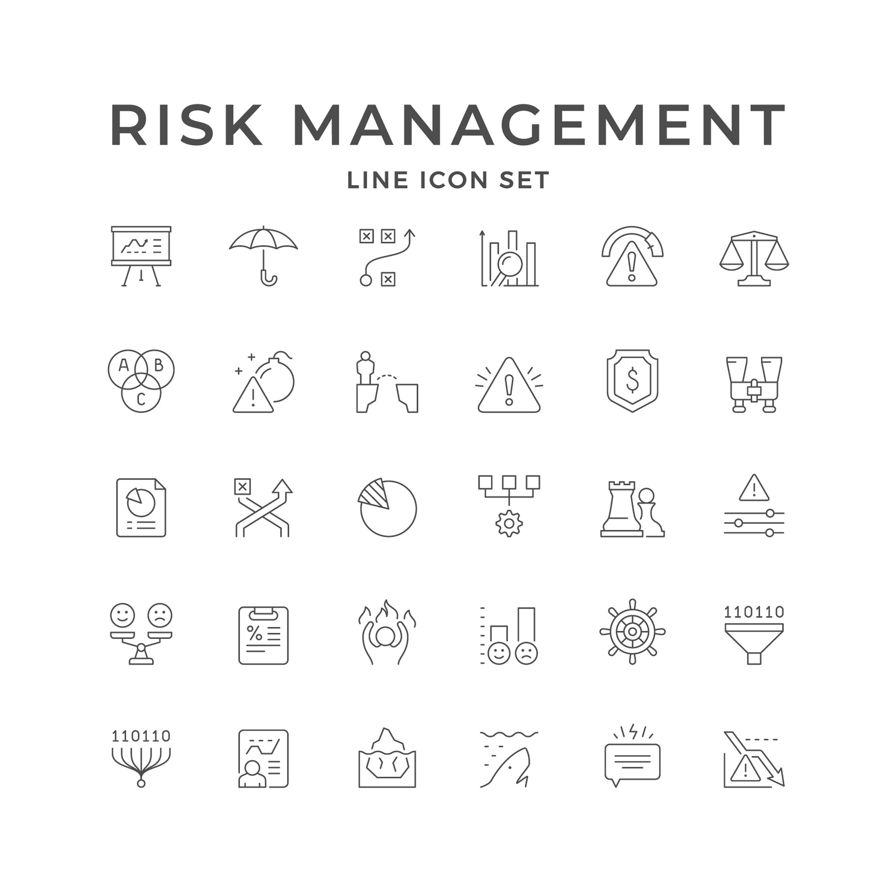Set line icons of risk management, an Outline Icon by motorama