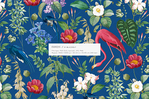 Birds Botanical Pattern And Graphics