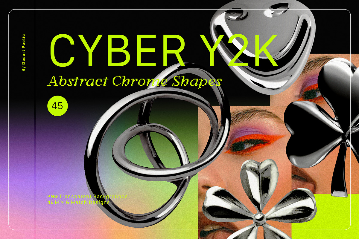 CYBER Y2K Chrome Shapes, an Object Graphic by Desert Poetic (Photo 1 of 6)
