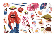 Japan culture items set, backgrounds, an Object Illustration by PaperTrident (Thumbnail 1 of 5)