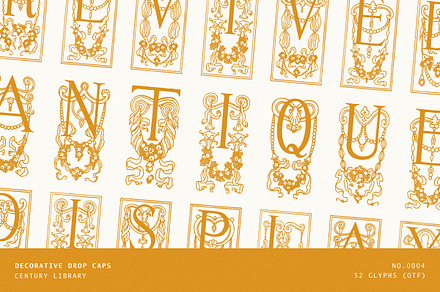 Victorian Chandelier Drop Cap Font, a Serif Font by Century Library