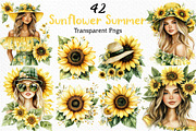 Watercolor Sunflower Summer Clipart, an Illustration by Craft Nest (Thumbnail 1 of 12)