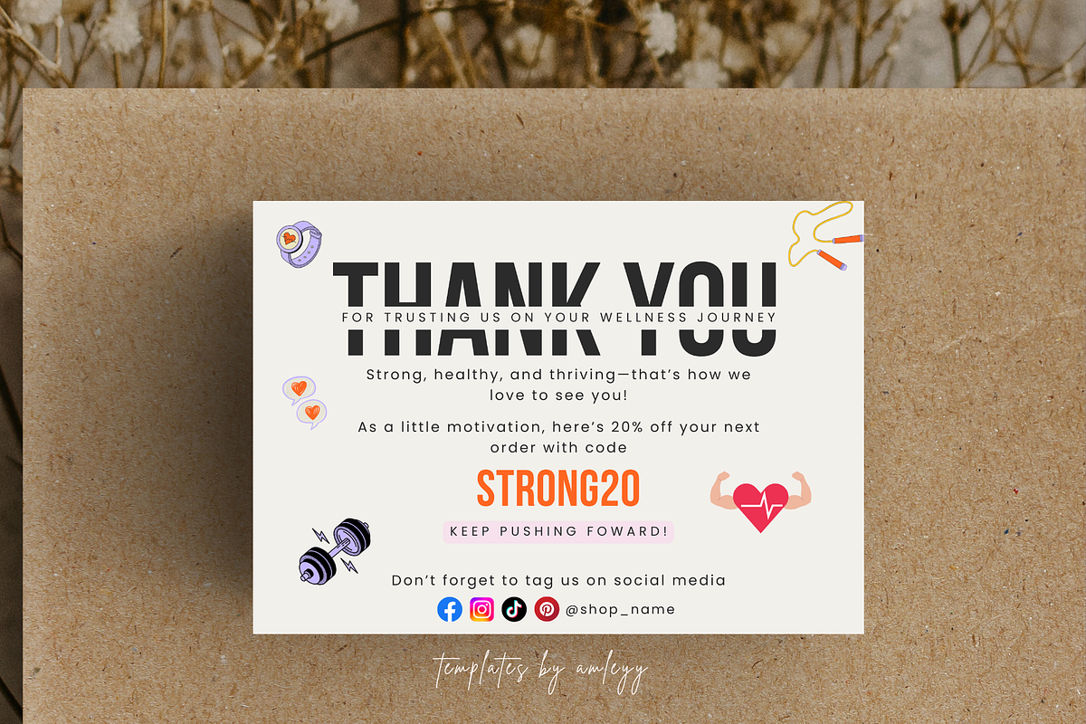 Fitness & Wellness Thank You Card, a Card Template by Elegant_Studio44 (Photo 5 of 6)