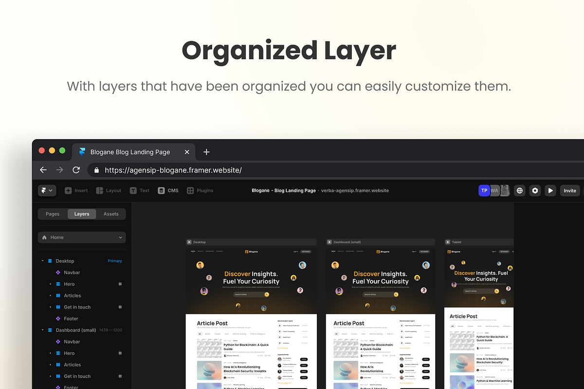 Blogane - Framer Template for Blog, a Landing Page Template by Agensip Design Agency (Photo 6 of 10)
