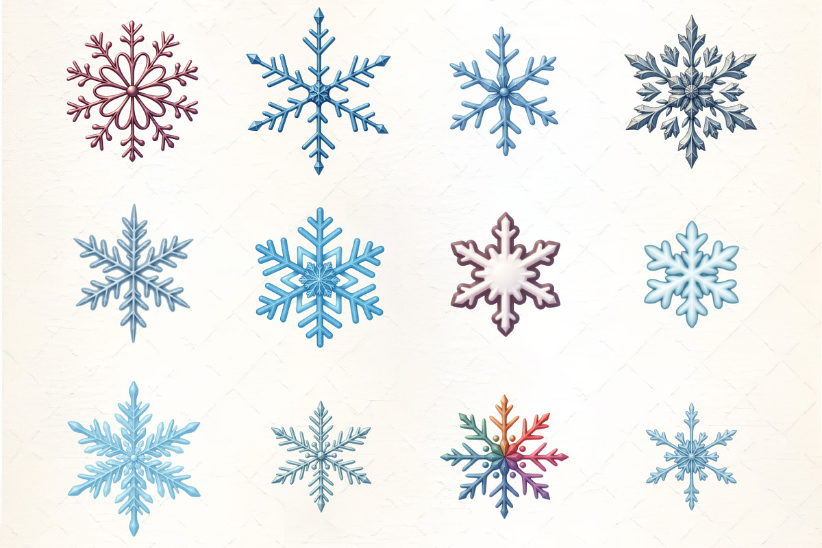 Watercolor Snowflake Set, an Illustration by CrexoraLab (Photo 3 of 5)