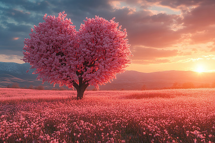 Pink tree in shape of heart, a Nature Photo by AlyaAnd