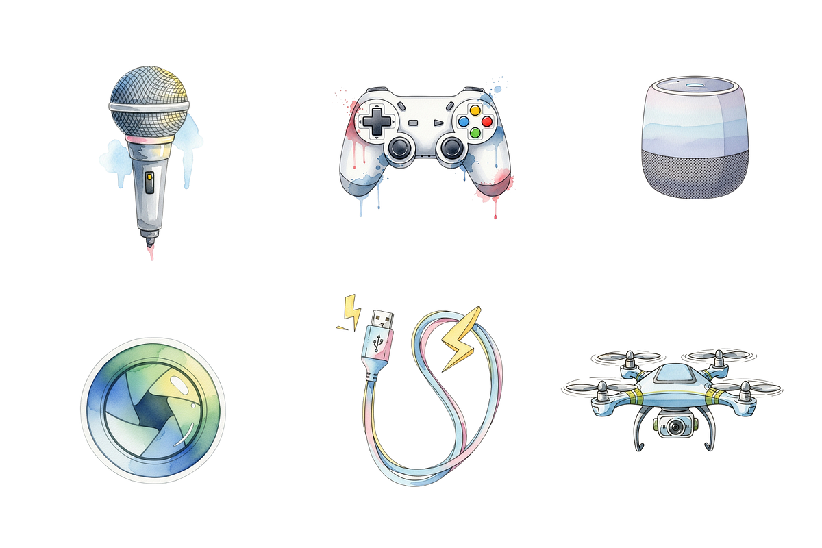 Watercolor Technology Clipart, a Technology Illustration by BerryPieArt (Photo 3 of 4)