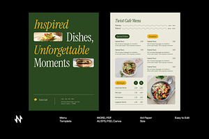 Green Minimalist Menu Template, a Stationery Template by Neermana