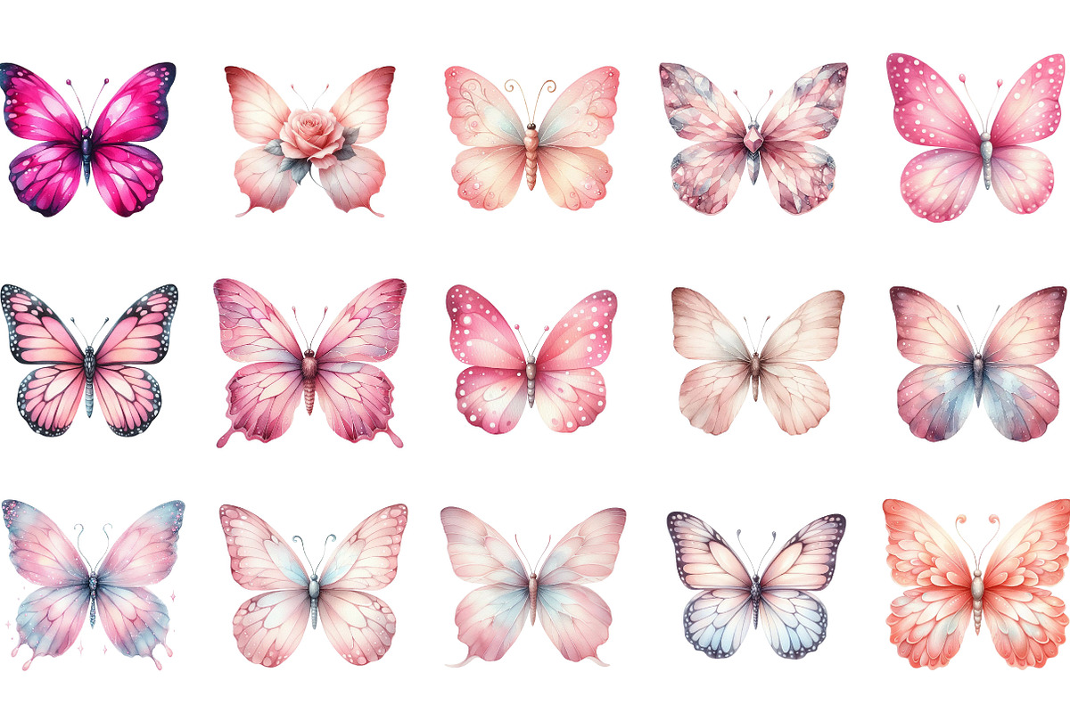Pink Butterfly Clipart, an Illustration by Designking (Photo 2 of 5)