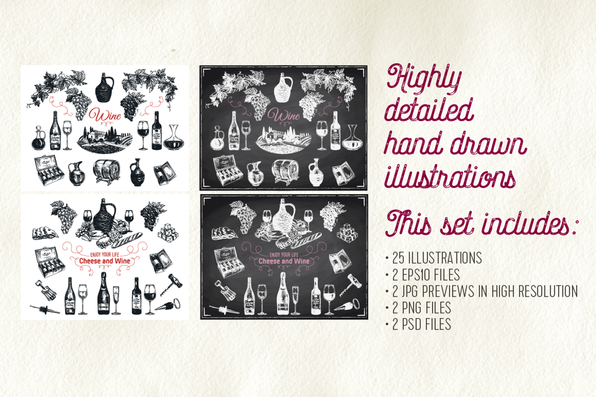 Hand drawn wine illustrations, a Food Illustration by Natalya Levish (Photo 2 of 5)