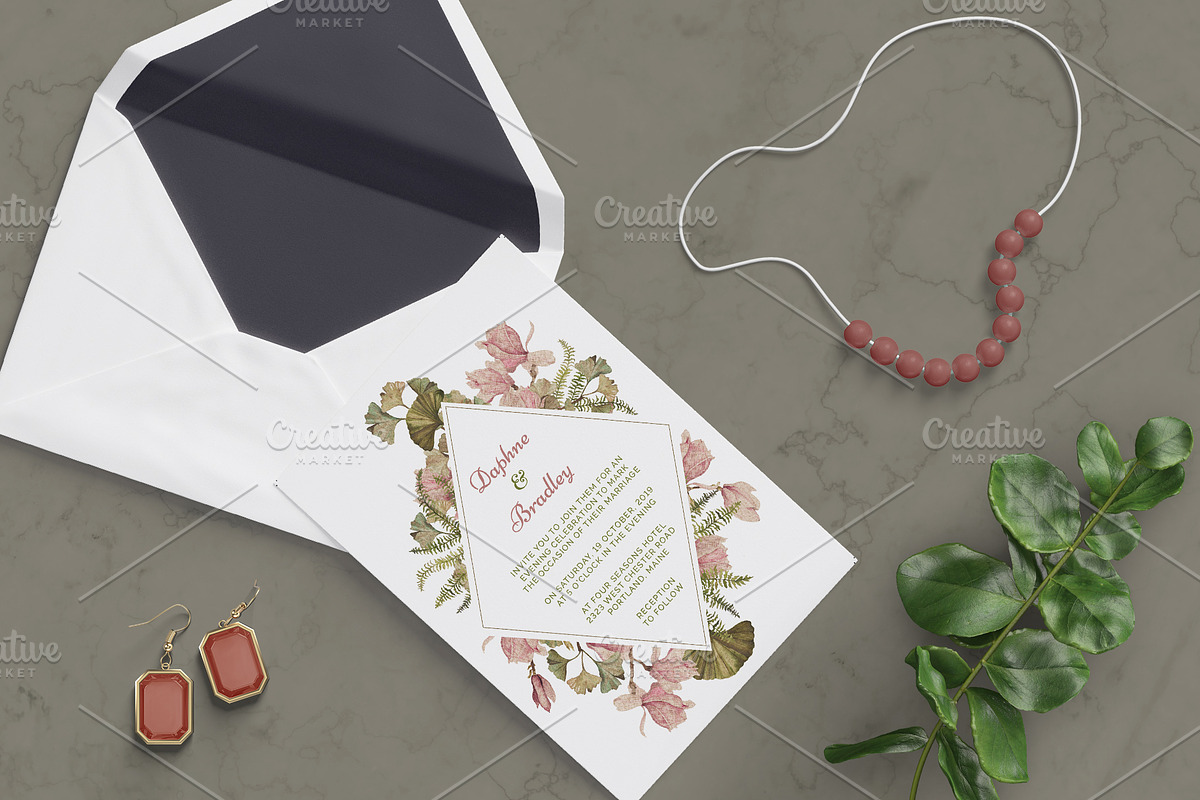 Ginkgo Wedding Invitation Suite, an Invitation Template by Cyrah's Collection (Photo 4 of 4)