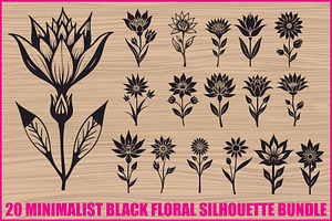 Black Floral Silhouette Set, an Illustration by balal