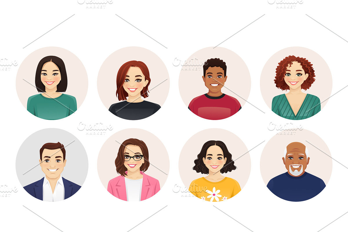 Smiling people avatar collection, a Person Illustration by Volha Hlinskaya (Photo 2 of 5)