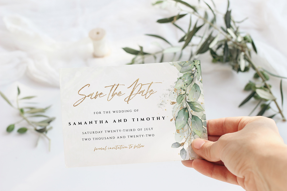 Eucalyptus Wedding Invite Suite, an Invitation Template by R Whitehurst Design (Photo 5 of 6)