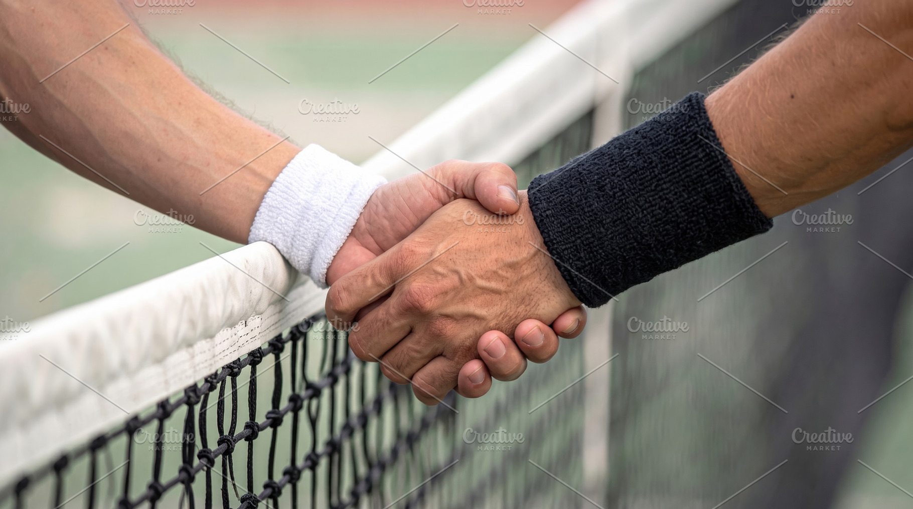 Tennis Players Shaking Hands at the Net, a Sports & Recreation Photo by Davizro's Market