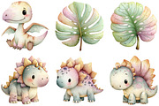 Dinosaurs Watercolor Clipart, an Illustration by Sublimation Artist (Thumbnail 5 of 7)