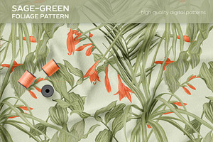 Sage-green foliage pattern