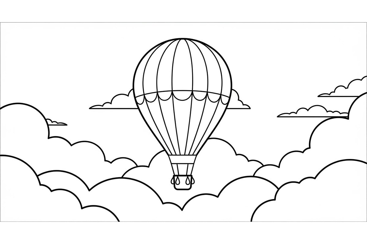 Hot Air Balloon Cloud Line Art bundl, an Illustration by Designer_Momina (Photo 25 of 51)