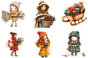 Winter Cottage Girl Watercolor, an Illustration by DreamArtGraphic (Thumbnail 2 of 5)