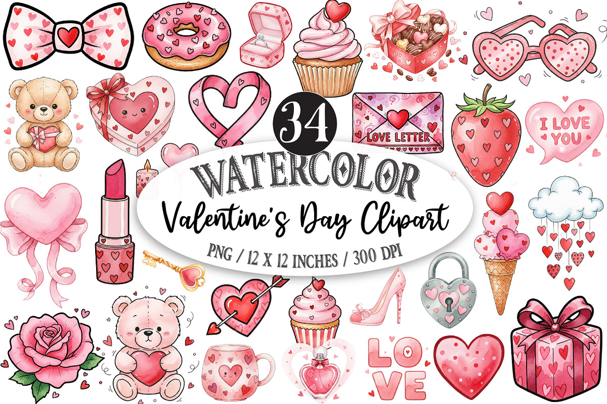 Valentine's Day Clipart, an Illustration by Designking (Photo 1 of 5)