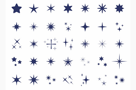 Big set of different vector stars, an Object Graphic by Katya Hatsak
