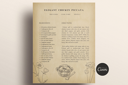 Vintage Recipe Template Canva