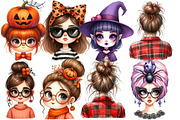 Halloween Messy Bun Png Bundle, an Illustration by Designworld (Thumbnail 3 of 5)