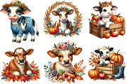 Watercolor Autumn Cow Clipart, an Illustration by Designking (Thumbnail 2 of 4)