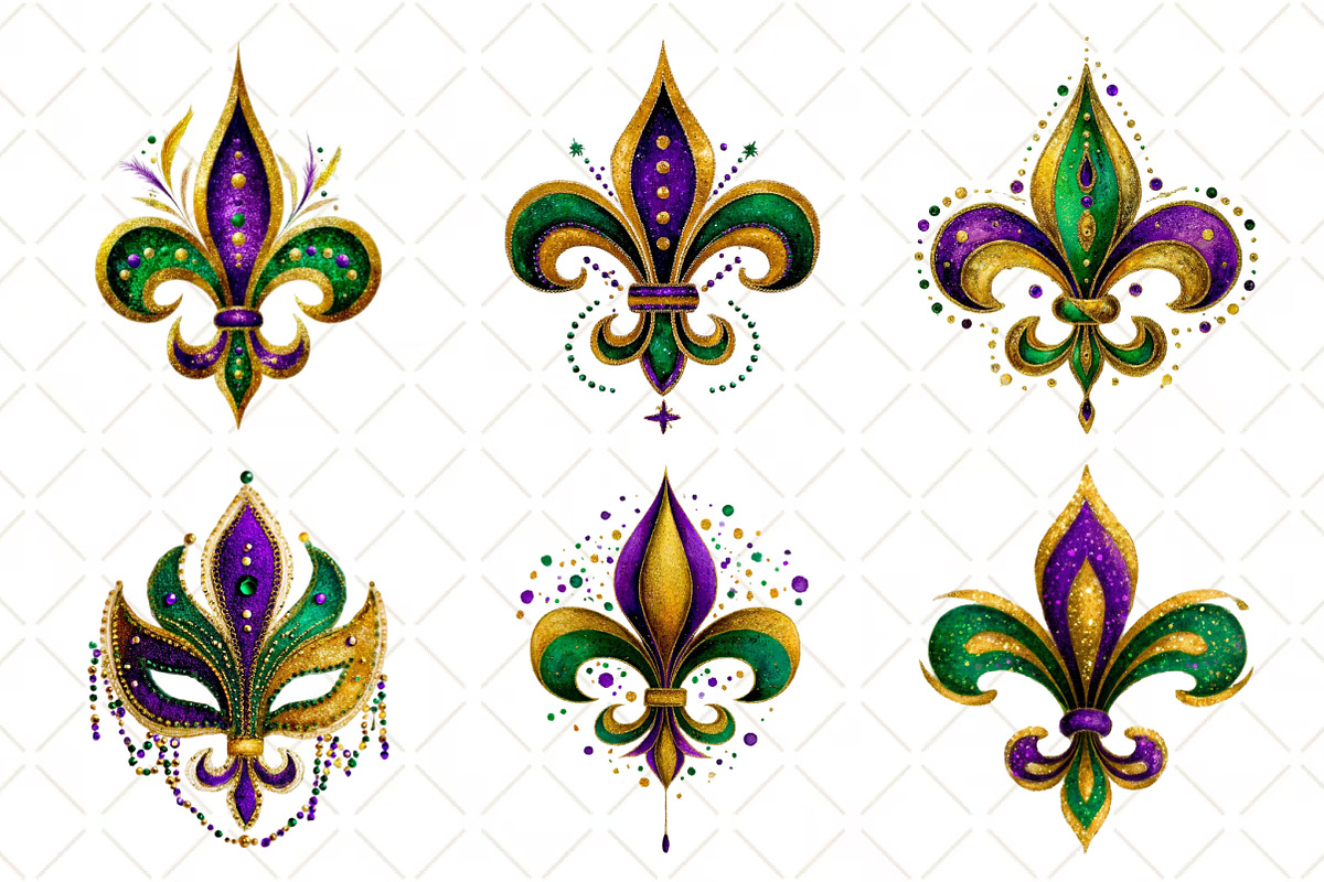 Fleur De Lis For Mardi Gras Clipart, an Illustration by Black Bird Studio (Photo 3 of 6)