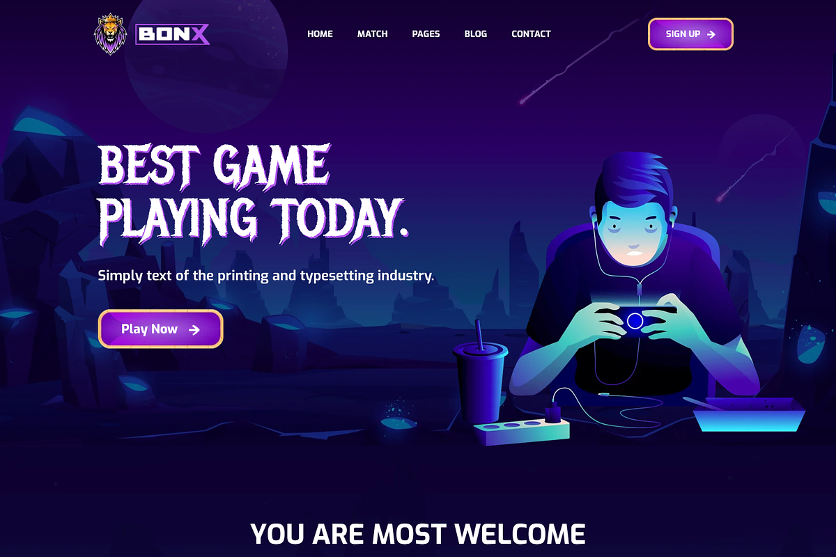 Gaming Website Template - Bonx, a Bootstrap Template by HasThemes (Photo 1 of 3)