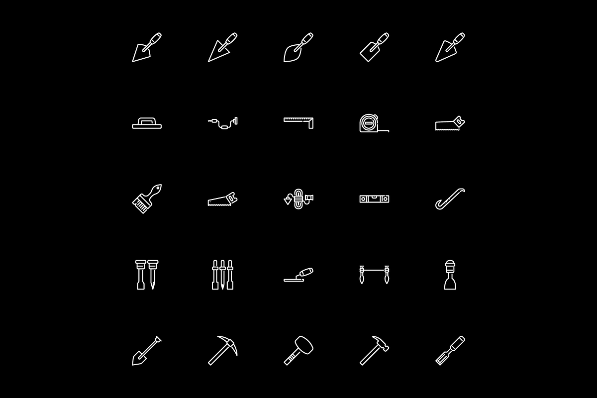 Masonry Tools Icon Set, an Outline Icon by Berkah Studio (Photo 2 of 3)
