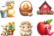 Watercolor Cute Little Farm Clipart, an Illustration by Designking (Thumbnail 2 of 4)