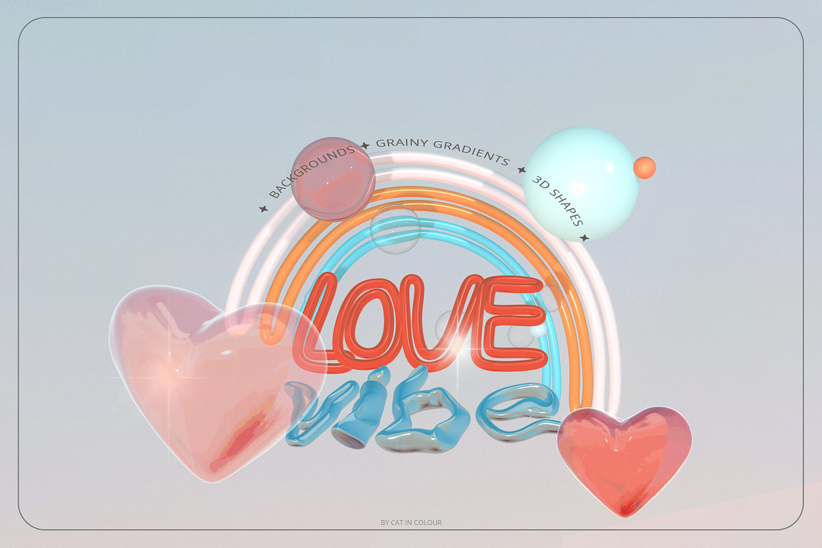 Love Vibes Gradients 3D Shapes, an Object Graphic by Cat In Colour (Photo 2 of 18)