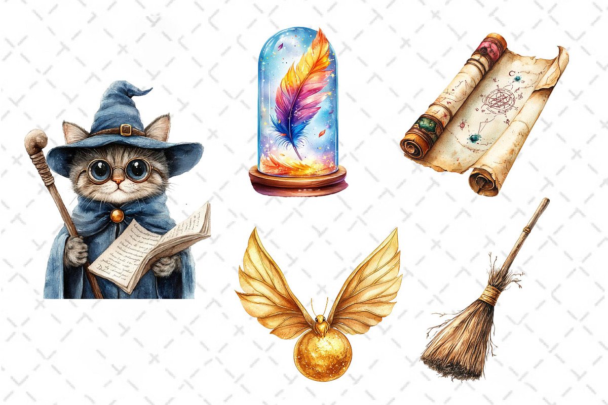 Watercolor Wizard School Clipart, an Illustration by Dream Creation (Photo 7 of 7)