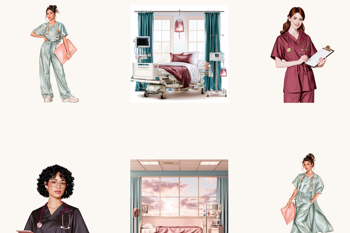 Watercolor Nurse Clipart Bundle, a Healthcare Illustration by BusyDaydesign (Photo 6 of 9)