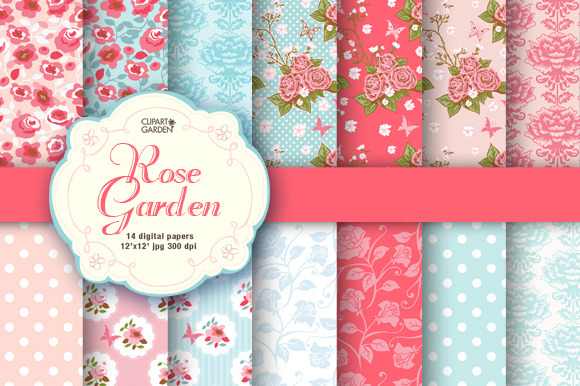 Romantic floral papers pack. preview 6