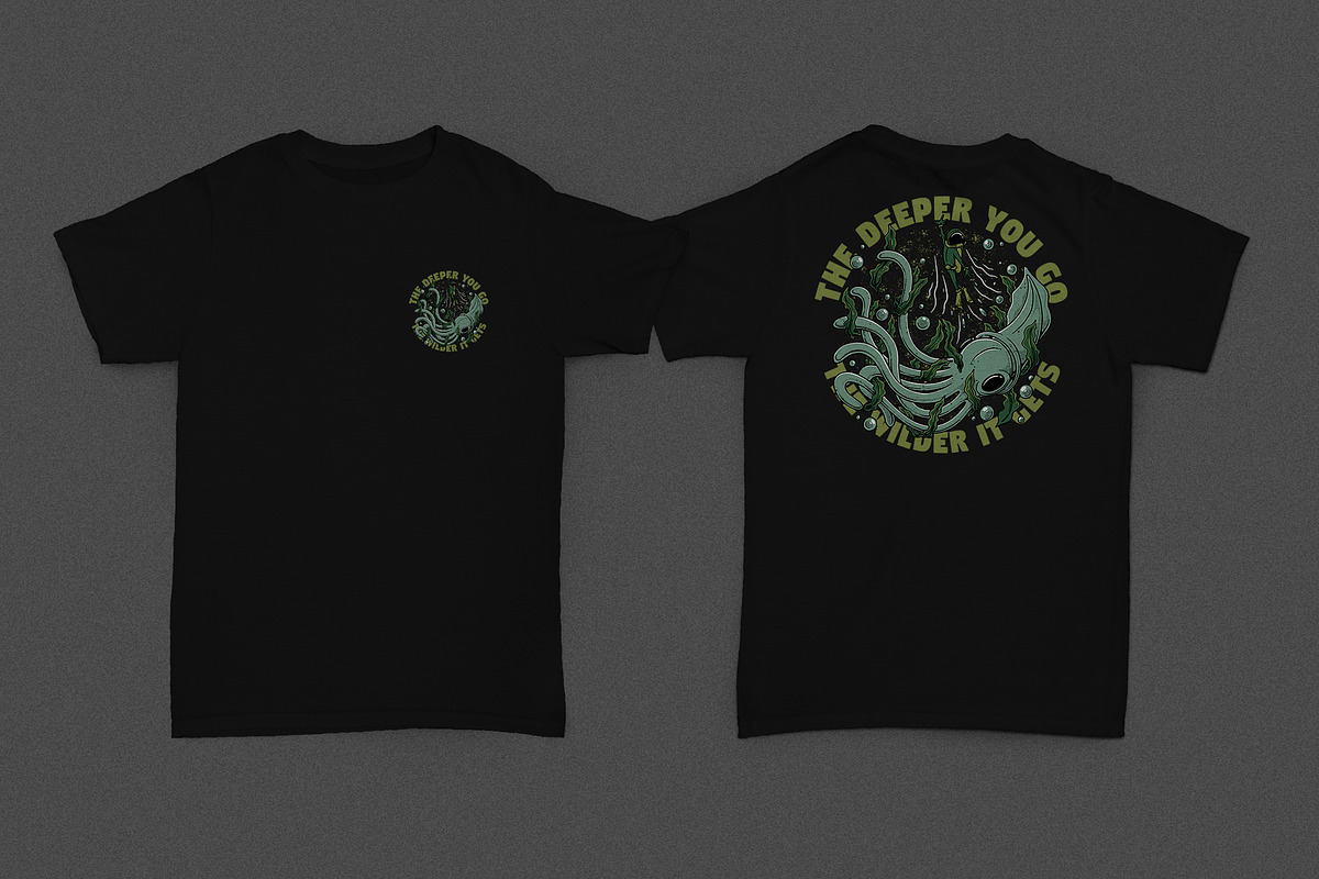 retro diver running from giant squid, a Branding & Logo Template by Judsart (Photo 2 of 3)