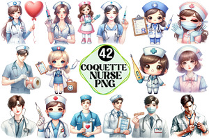 Cute Coquette Nurse Clipart, an Illustration by Pixels.Craft