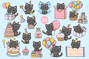 Cute Black Cat Clipart PNG Bundle, an Animal Illustration by Blumensdiary (Thumbnail 7 of 11)