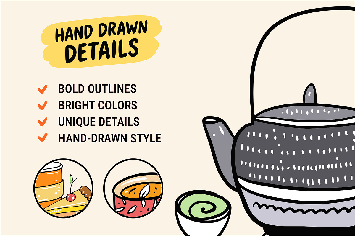 Coffee & Breakfast Doodles, a Food Illustration by Oktyabr (Photo 3 of 6)